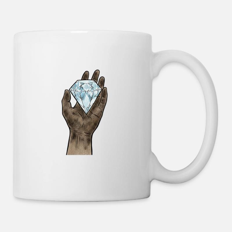 Minimalistischer handgefertigter Diamant - Tasse - Weiß
