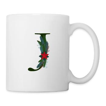 J – dekoratives Schriftzeichen – Weihnachten - Tasse - Weiß - Rechts