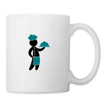 A gourmet chef serves guests - Mug - white - Right