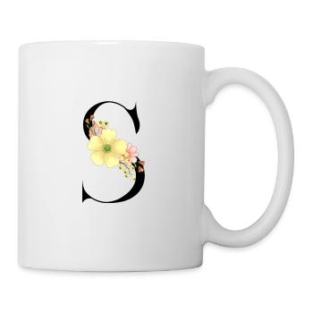 Elegant letter 'S' with flowers - Mug - white - Right