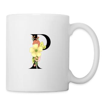 Elegant letter 'P' with flowers - Mug - white - Right