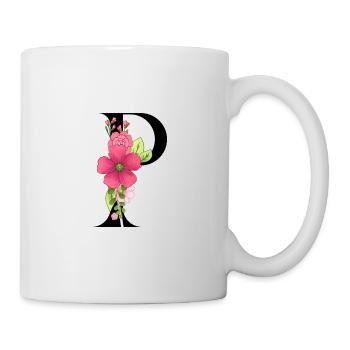 Elegant letter 'P' with flowers - Mug - white - Right