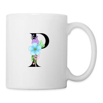 Elegant letter 'P' with flowers - Mug - white - Right