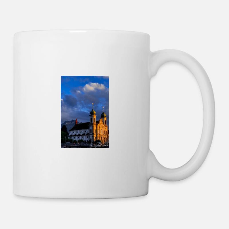 Jesuit Church Lucerne at sunset - Mug - white