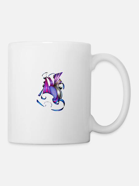 Farbige Spiral- und Fächerkunst - Tasse - Weiß