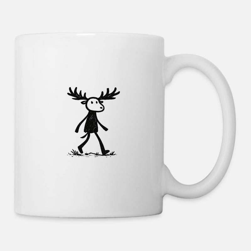 Moose Silhouette im Wald - Tasse - Weiß