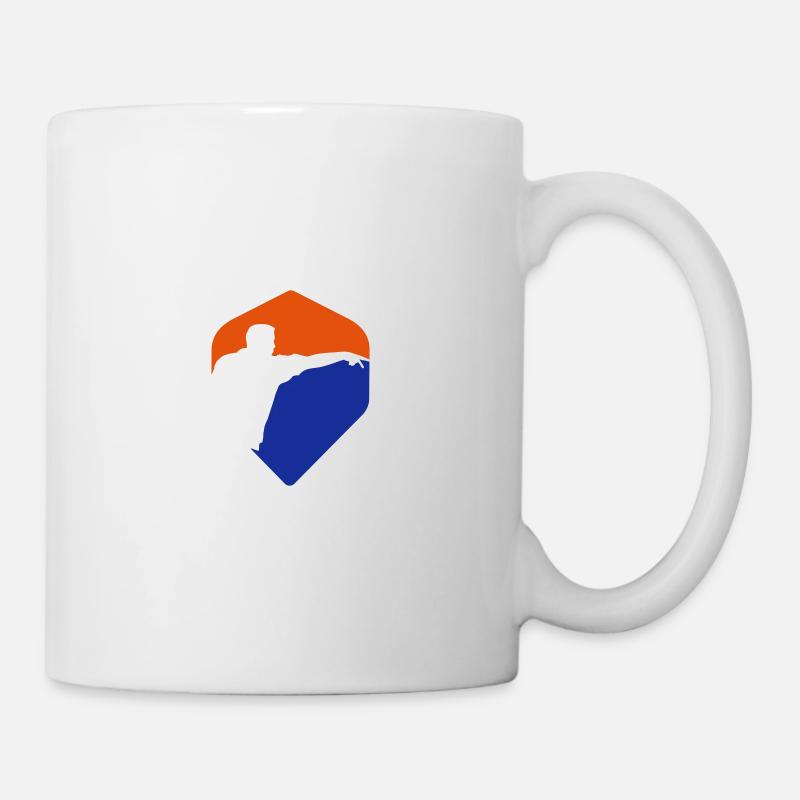 Logo de fléchettes Vol de style américain, joueur de fléchettes, lancer de fléchettes - Mug blanc - blanc