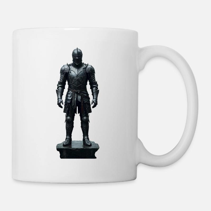Silhouette du Guerrier en armure du Chevalier Noir - Mug blanc - blanc