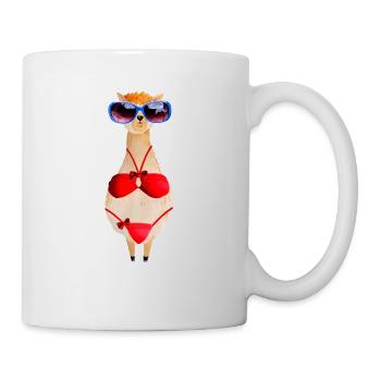 Lama Bikini Alpaka Sommer Urlaub - Tasse - Weiß - Rechts