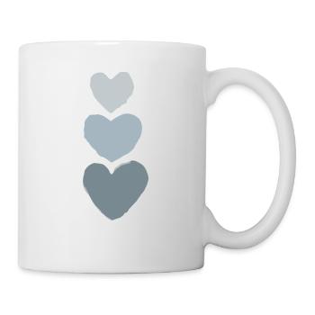 blau lackierte Herzen - Tasse - Weiß - Rechts