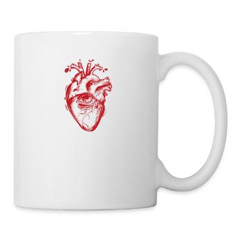 Coeur avec les yeux - Mug blanc - blanc - Droite