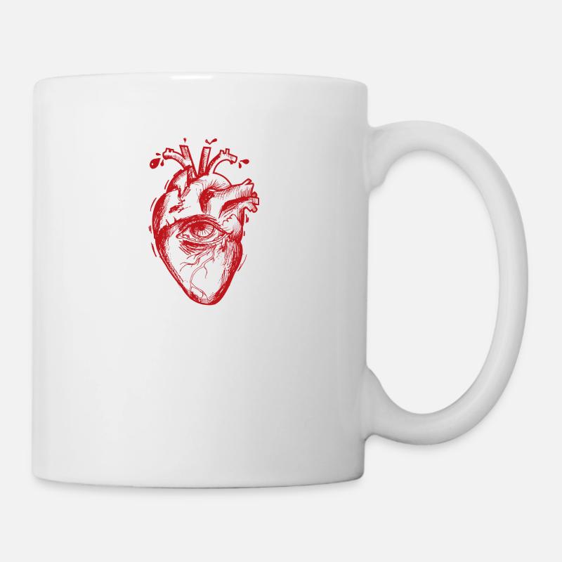 Coeur avec les yeux - Mug blanc - blanc
