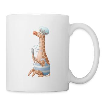 Nette Giraffe die eine Dusche nimmt mit Badehaube - Tasse - Weiß - Rechts