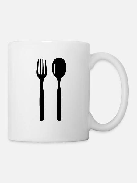 besteck löffel gabel icon - Tasse - Weiß