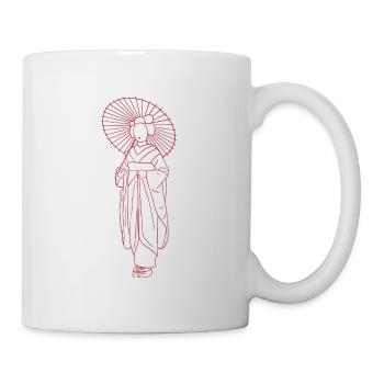 Geisha japonaise rouge - Mug blanc - blanc - Droite