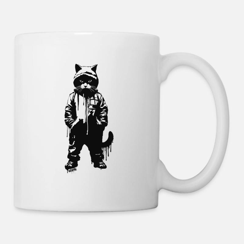 Stencil Cat Cool - Tasse - Weiß
