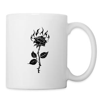 Brennende Rose Blume - Tasse - Weiß - Rechts