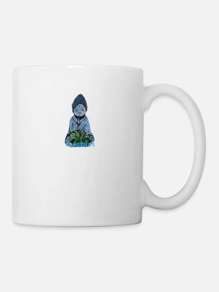 Romantisch, Buddhistisch, Asien, Indien, Blauer Lotus - Tasse - Weiß