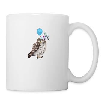 Owl celebrates birthday party bird bird friend - Mug - white - Right