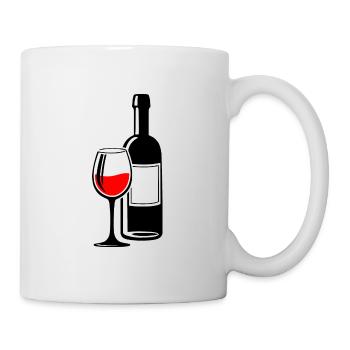 Wein Weinglas Weinflasche Rotwein Weinliebhaber - Tasse - Weiß - Rechts