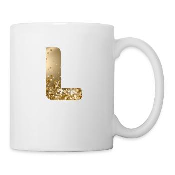 Monogram L Gold Glitter personnalisable - Mug blanc - blanc - Droite