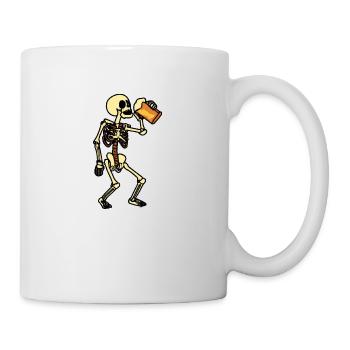 Skelett trinkt Bier, Halloween - Tasse - Weiß - Rechts