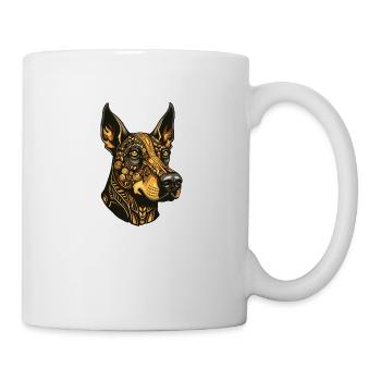 Doberman Hund Portrait - Tasse - Weiß - Rechts