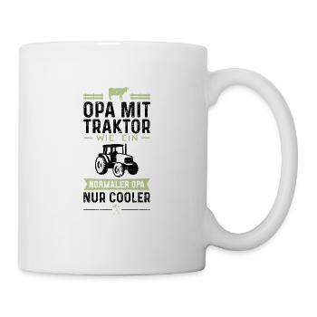 Opa Mit Traktor Wie Ein Normaler Opa Nur Cooler - Tasse - Weiß - Rechts