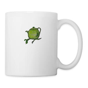 Romantische Teestunde, grüne Teekanne - Tasse - Weiß - Rechts