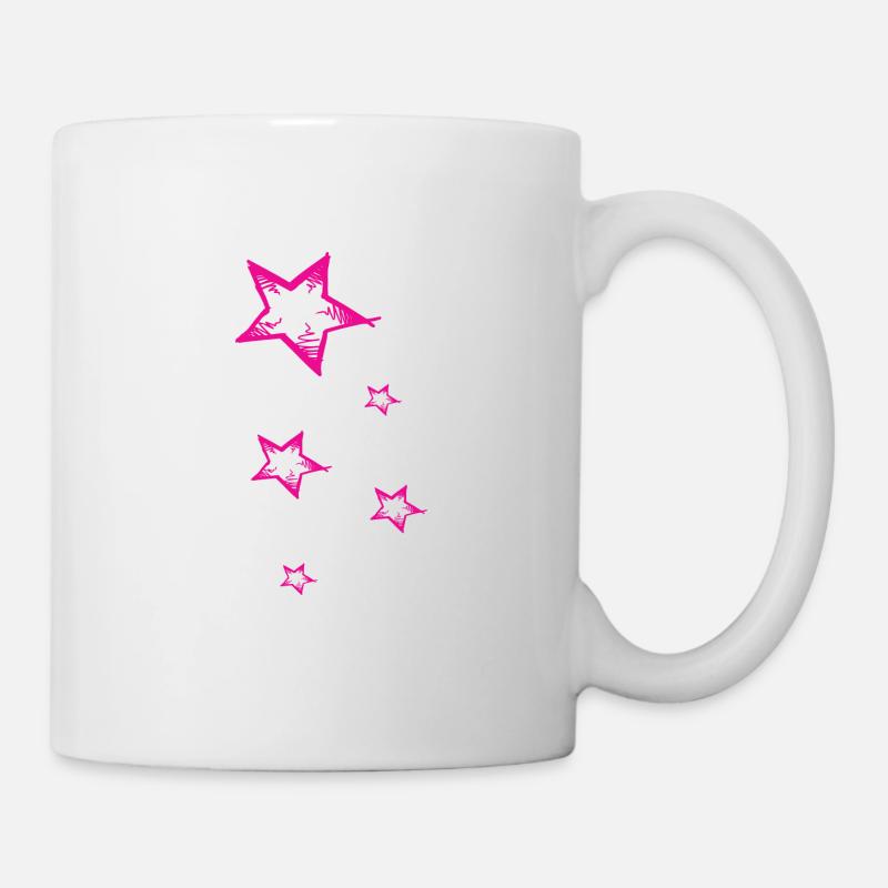 Sterne, Pink, JGA, Prinzessin, Krone, Glitzer - Tasse - Weiß
