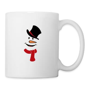 Schneemann Gesicht mit Zylinder und Schal - Tasse - Weiß - Rechts