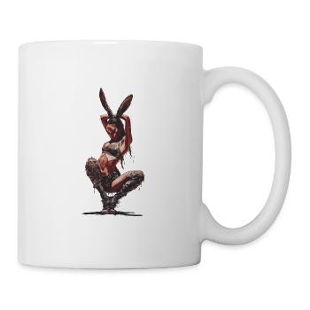 Krieger Hasenohren Fantasy Kunst Kraftvolle Pose - Tasse - Weiß - Rechts