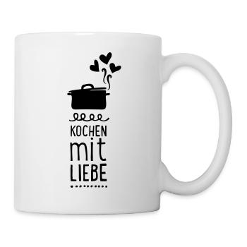kochen liebe hobbykoch freude spass topf koch (1c) - Tasse - Weiß - Rechts