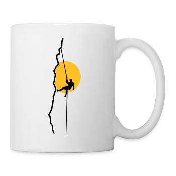 Kletterer beim Abseilen im Sonnenuntergang - Tasse - Weiß - Rechts
