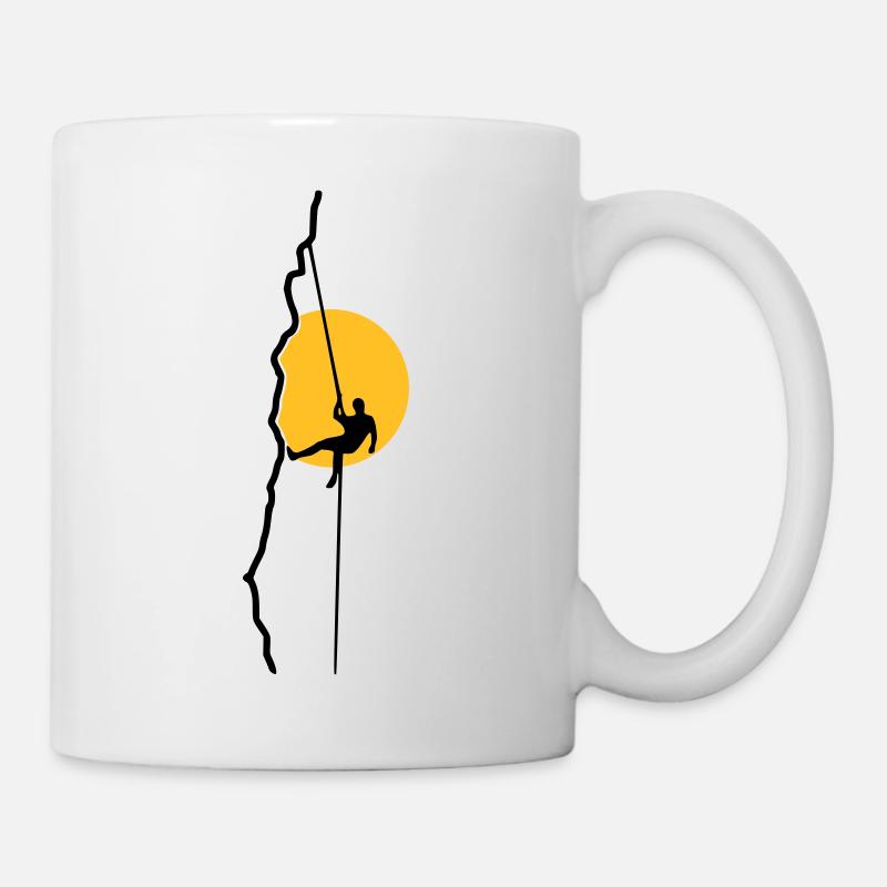Climber rappelling in the sunset - Mug - white