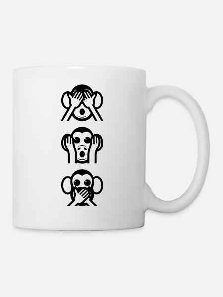 Three Wise Monkeys Vertikale - Tasse - Weiß