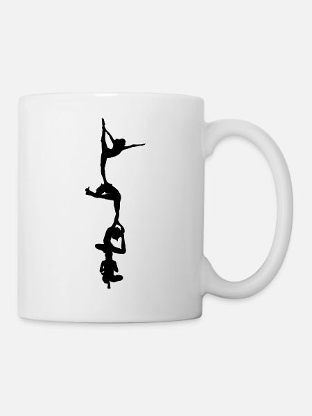 4 Frauen Yoga Turm - Tasse - Weiß