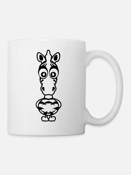 zebre dessin rigolo animaux cartoon - Mug blanc - blanc