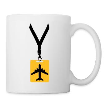 badge line airplane airplane fly pilot holiday tra - Mug - white - Right