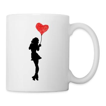 Roller skate dancer with heart balloon - Mug - white - Right