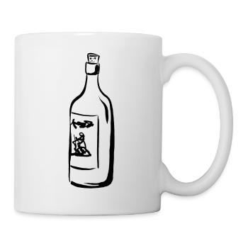 Weinflasche - Tasse - Weiß - Rechts