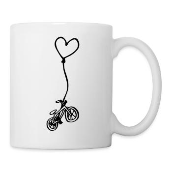 Vélo avec le cœur sur la corde - Mug blanc - blanc - Droite