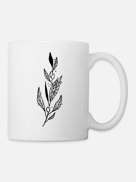 Oliven Ast - Tasse - Weiß