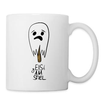 Geist am Stiel - Gespenst Wortspiel - Tasse - Weiß - Rechts