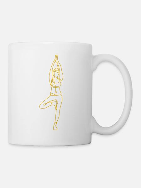 2 Yoga Vrikshasana oder der Baum | 2. Goldene Flamme - Tasse - Weiß