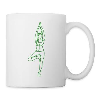 2 Yoga Vrikshasana oder der Baum | 5. Grüne Flamme - Tasse - Weiß - Rechts
