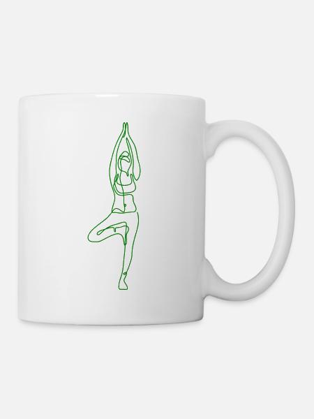 2 Yoga Vrikshasana ou l’arbre | 5ème Flamme Verte - Mug blanc - blanc