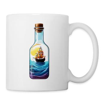 Navire dans une bouteille / Message dans une bouteille / Ahoy / ancre - Mug blanc - blanc - Droite