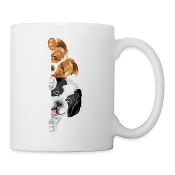 Mignon peeking Border Collie et Saint Bernard chien - Mug blanc - blanc - Droite