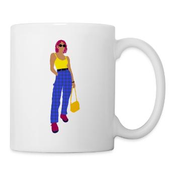 Stylish woman with colorful outfit - Mug - white - Right